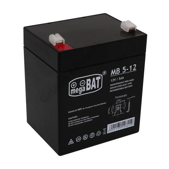Mega Bat 12V 5Ah akkumulátor elektromos gyermekautókhoz