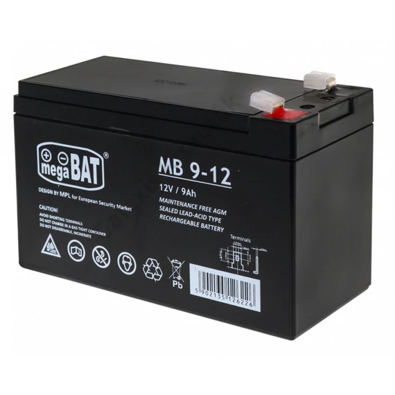 Mega Bat 12V 9Ah akkumulátor elektromos gyermekautókhoz