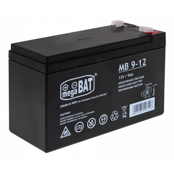 Mega Bat 12V 9Ah akkumulátor elektromos gyermekautókhoz