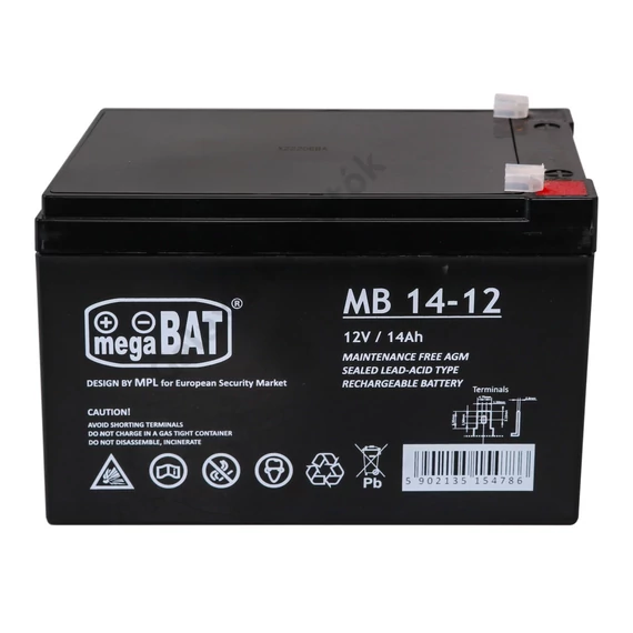Mega Bat 12V 14Ah akkumulátor elektromos gyermekautókhoz