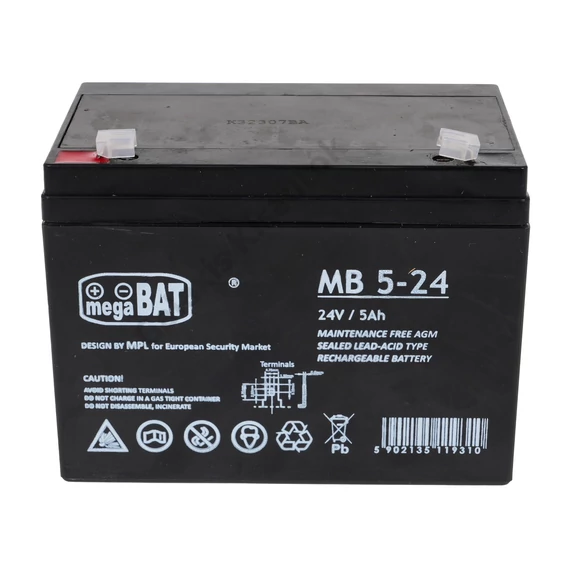 Mega Bat 24V 5Ah akkumulátor elektromos gyermekautókhoz