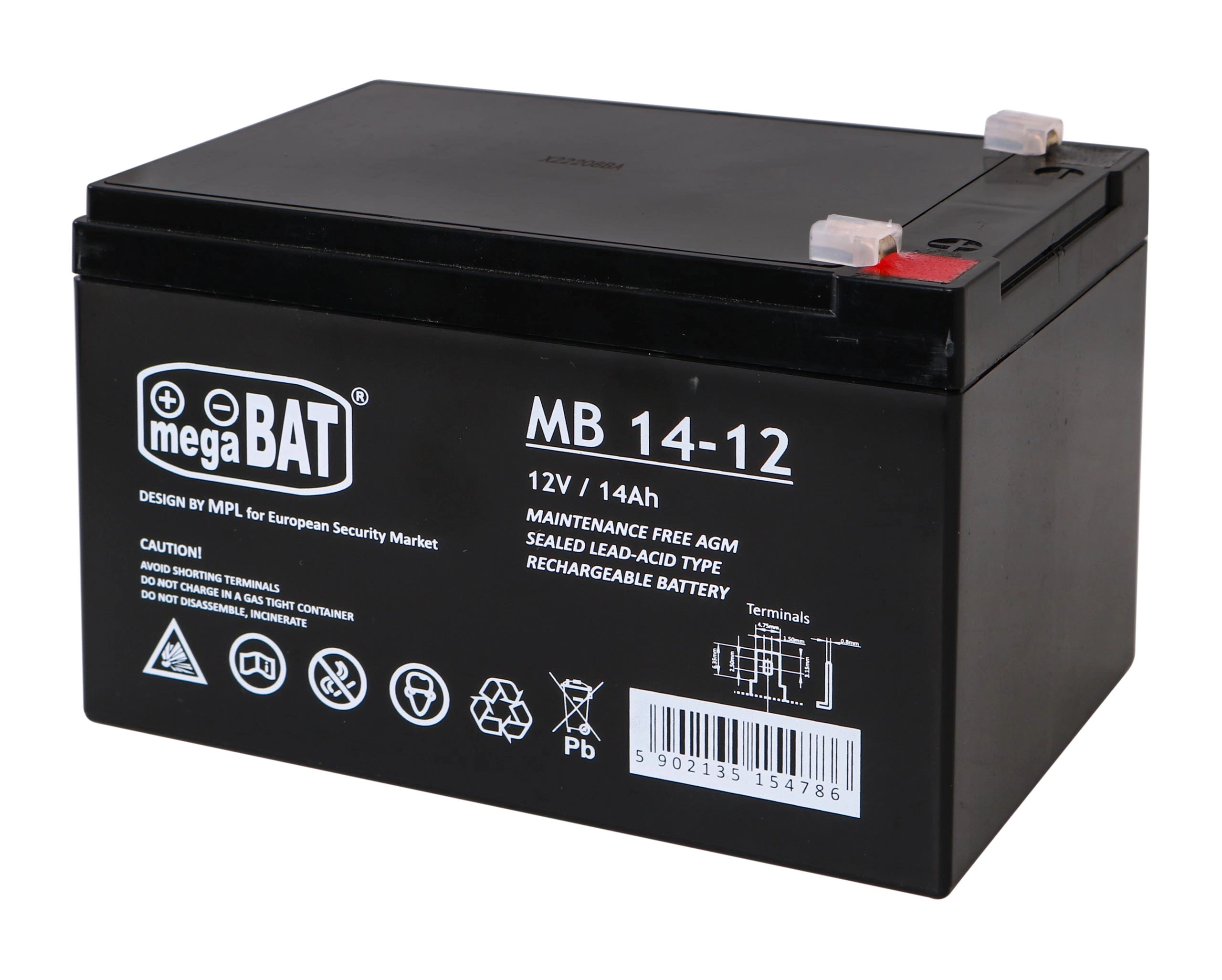Mega Bat 12V 14Ah akkumulátor elektromos gyermekautókhoz
